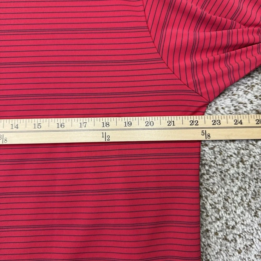 Adidas Golf Polo Shirt Men's Size Medium‎ Pink Blue Stripes Performance Stretch